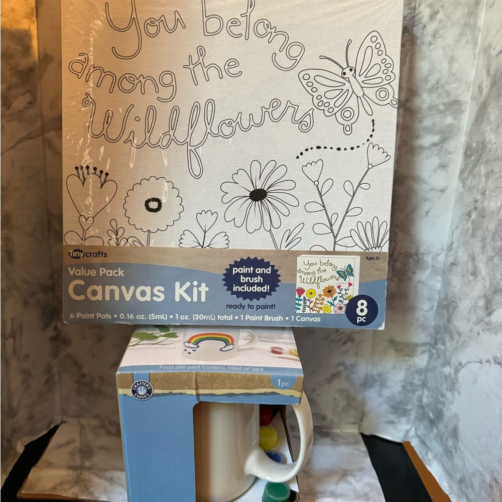 Canvas kit and 1 Ceramic Mug Paint Kit